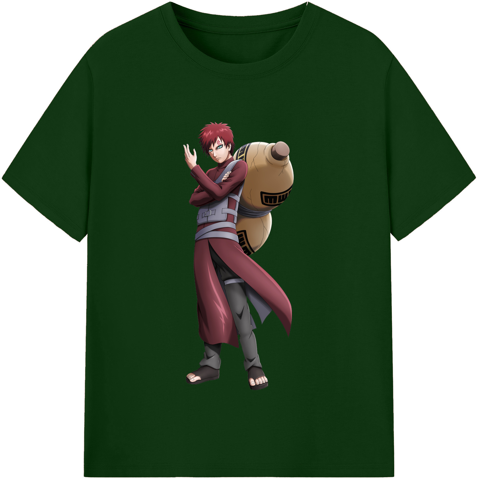 （画像用） NARUTO -ナルト- ガアラ Gaara 綿100％半袖Tシャツ（フロントプリント）